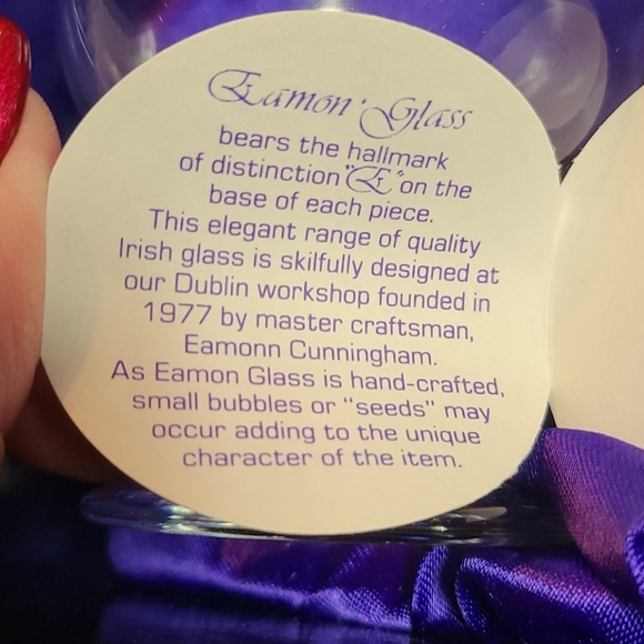 Eamon NIB Hand Engraved Brandy Sniffers Glasses -  Good Luck - Picture 8 of 9